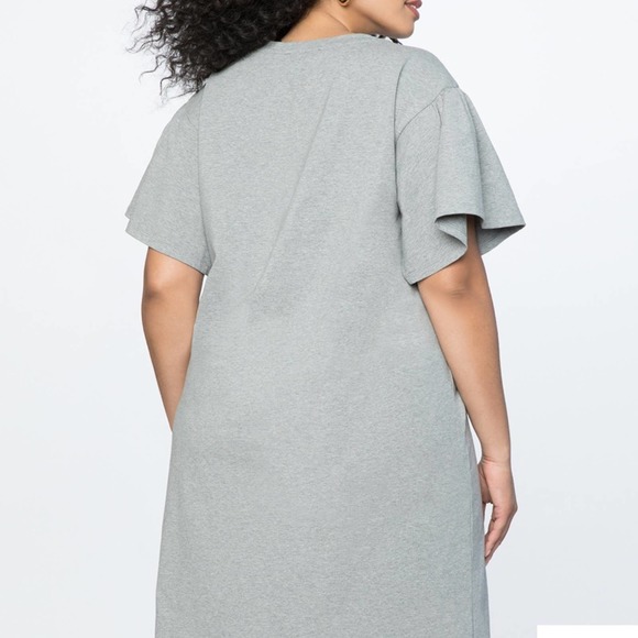 Eloquii Gray Tie Waist Flared Bell Sleeve Shirt Dress Womens Plus Size 14 16 1X - Picture 3 of 15